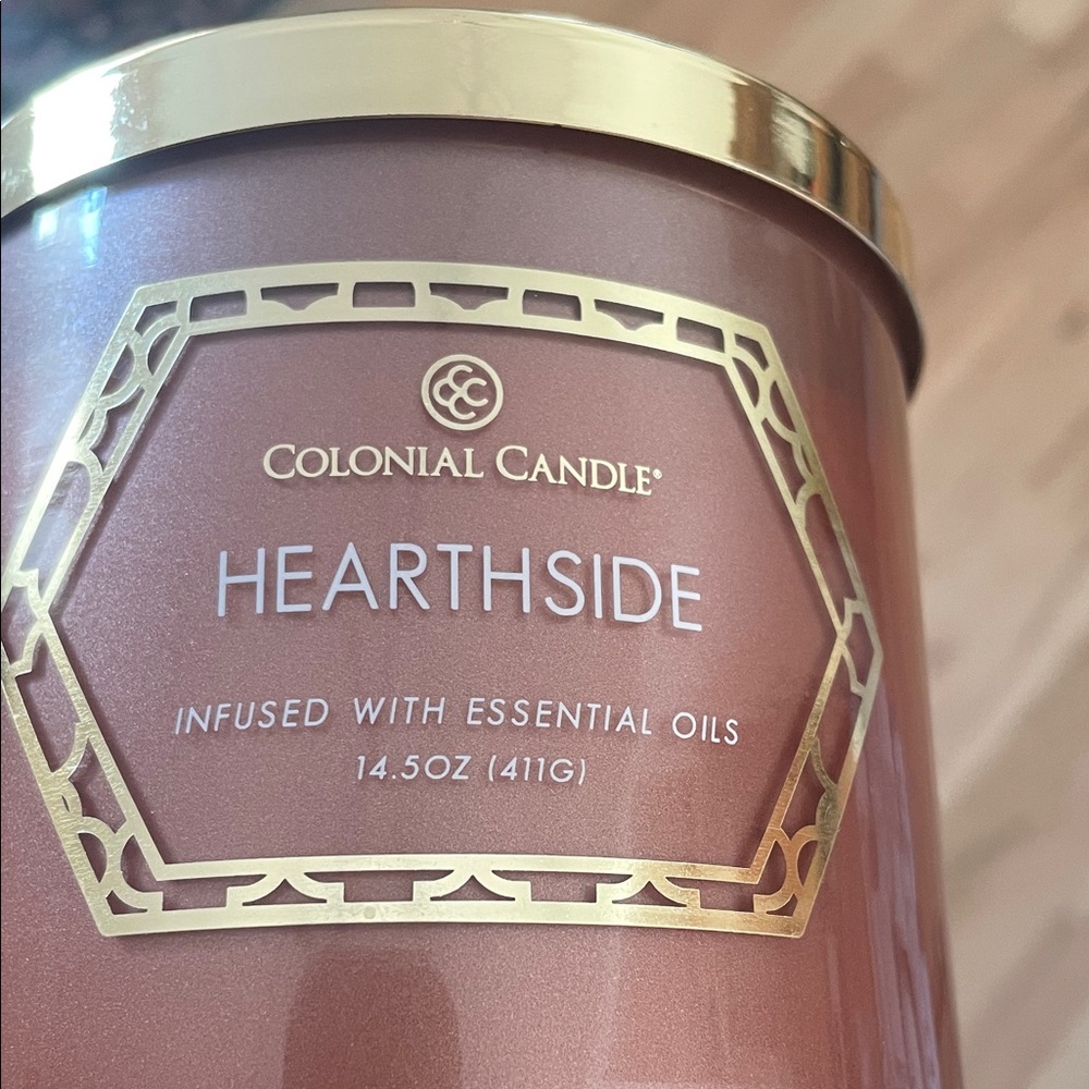🦋 NEW LUXE Hearthside Essential Oil infused Candle 14.5 oz WARM ROSE & GOLD